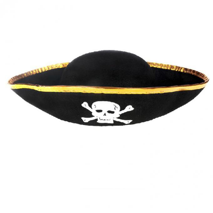 Satılık kafatası ile siyah Halloween korsan şapkasını modeli