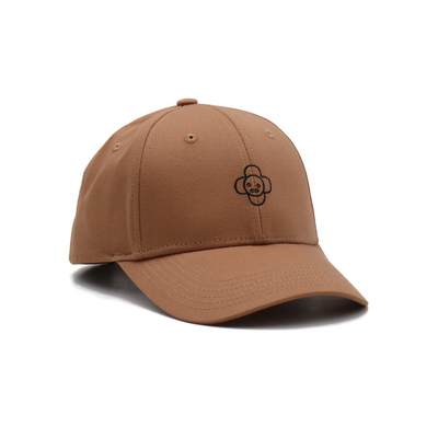 %100 Pamuk Dimi İşlemeli Beyzbol Şapkası Kahverengi 6 Panel Şapka