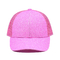 BSCI Yetişkin Kamyon Şoförü Şapkası %100 Polyester Simli Ön Paneller Ön Kıvrımlı Fatura Pembe Şoför Şapkası