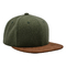 İki Renkli Ordu Yeşili Melton Yün Süet Kenarlı Snapback Şapka