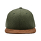 İki Renkli Ordu Yeşili Melton Yün Süet Kenarlı Snapback Şapka