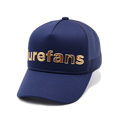 Pamuklu Ter Bantlı Metal Logolu Mavi Snapback Kamyon Şoförü Şapkası