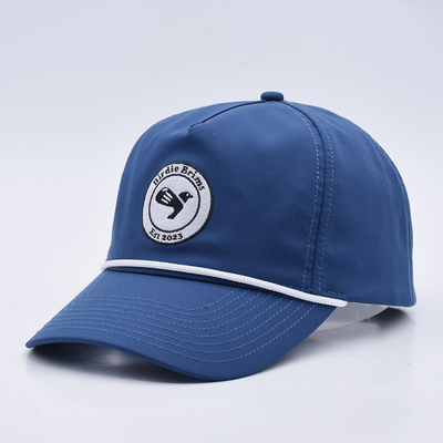 Toptan mavi ip beyzbol şapkası özel yapılandırılmış nakış logo 5 panel golf şapkaları gorras