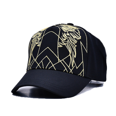 Unisex Lüks Siyah Beyzbol Şapkası Nakışlı Gorras Özel Logo 5 Panel Pamuk Beyzbol Şapkası
