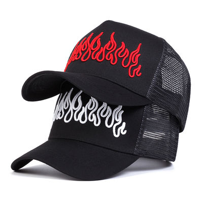 Flame Street Stili Düzenlenebilir Hip Hop Şapkası Nakışlı Snapback Eğimli Kenar Trucker Mesh Spor Şapkası