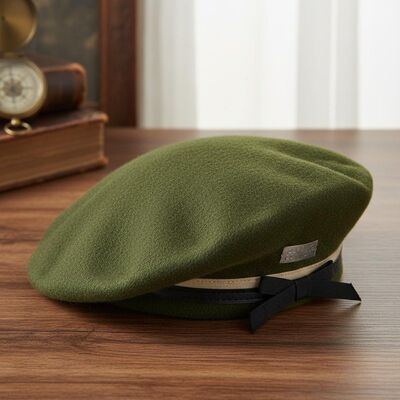 Klasik Yeşil Beret Şapkası, pamuk kapalı Elastik Kapama ve Rahatlık ve Dayanıklılık için Mercerized Kadife Kumaş