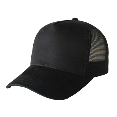 58cm Boyut Polyester Trucker Şapka / Tüm Siyah Trucker Şapka İşlemeli Desen