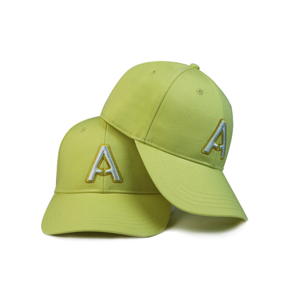 Yeşil Poliester 6 Panel Beyzbol Başlığı Düz Vizör / Pamuk Golf Başlıkları