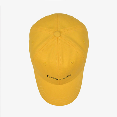 Nakış Doğa Sporları Baba Şapkaları Unisex İçin Açık Sarı Renkli Pamuklu Kumaş
