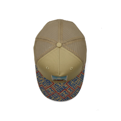 Baskılı yama 5 Panel Kamyoncu Kapak Işık Sarı Poliester Ve Mesh