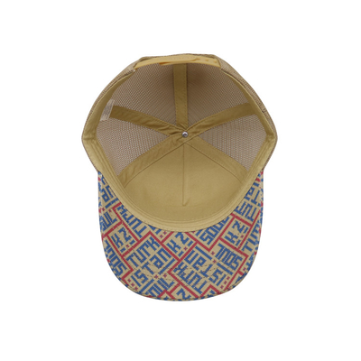 Baskılı yama 5 Panel Kamyoncu Kapak Işık Sarı Poliester Ve Mesh