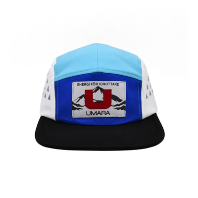 Her Yeri Baskı 5 Panel Spor Koşu Kampı Şapkası OEM Kauçuk Baskılı Logo