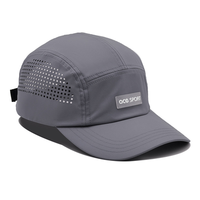 Hafif Nylon 5 Panel Camper Şapkası Su geçirmez Koşu Siyah Koşu Ağı Şapkası Düzenlenebilir Kemerle
