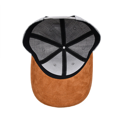 Suede 6 Panel Beyzbol Başlığı Renk Eşleşen Dikiş ve Güçlendirilmiş Dikişlerle