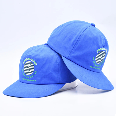 Yüksek kaliteli özel baskılı snapback şapkaları mavi yapılandırılmamış 5 panel düz kenarlı erkekler için açık hava yumuşak hip hop şapkaları