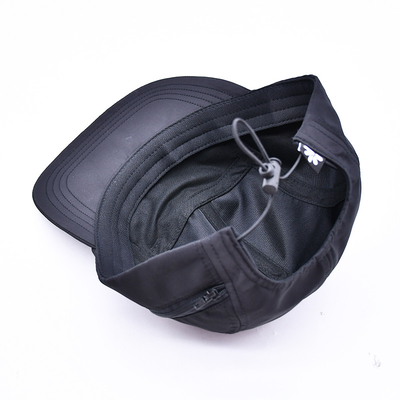 Yüksek Kalite Yapılandırılmamış 5 Panel Camper Şapka Özel Siyah Baskı Naylon Koşu Şapkası Dekoratif Ceplerle