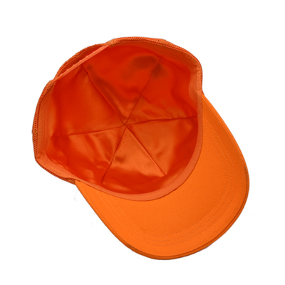 Unisex 5 Panel Trucker Cap Özel 3d nakışlı Eğri Kenar Saten Dökme Turuncu Ağı Çapkalar