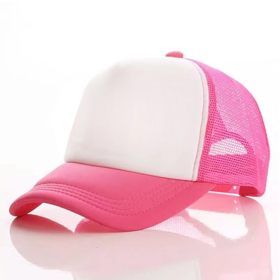 Profilli taçlı özel köpüklü kamyon şapkası Unisex 5 Panel Mesh şapkası