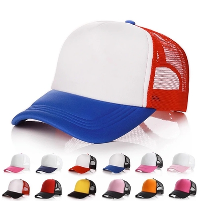Profilli taçlı özel köpüklü kamyon şapkası Unisex 5 Panel Mesh şapkası