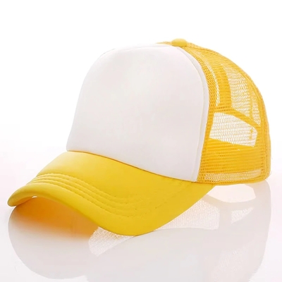 Profilli taçlı özel köpüklü kamyon şapkası Unisex 5 Panel Mesh şapkası