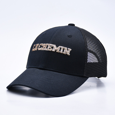 Siyah 6 Panelli Mesh Kamyon Şapkası Parlak Kamyon Şapkası Yüksek Kaliteli Moda Çubukları nakış Kamyon Şapkaları