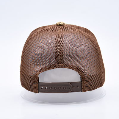 Moda Tasarımı Eğimli Kenar Spor 6 Panel Kamyoncu Mesh Şapka Özel 3D nakış Camo Kamyoncu Şapka