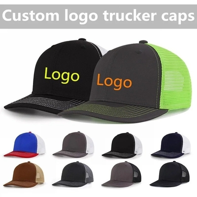 Plastik Snapback ile Özel Ön Kavisli Mesh Şapka Pamuk Kamyon Şapka