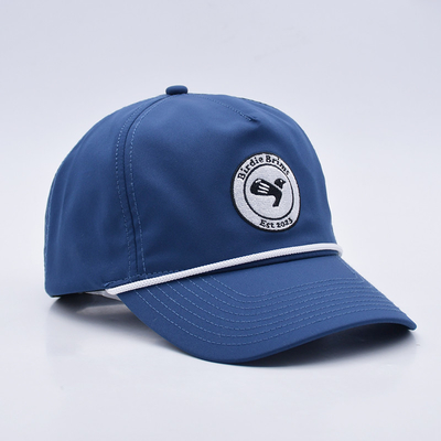 Toptan mavi ip beyzbol şapkası özel yapılandırılmış nakış logo 5 panel golf şapkaları gorras