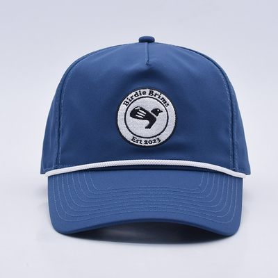Toptan mavi ip beyzbol şapkası özel yapılandırılmış nakış logo 5 panel golf şapkaları gorras
