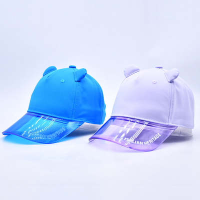 OEM Şapka Fabrikası Toptan Yüksek Kalite 5 Panel Çocuk Beyzbol Şapkası Özel Şeffaf Pvc Kenar Çocuk Beyzbol Şapkası