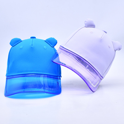 OEM Şapka Fabrikası Toptan Yüksek Kalite 5 Panel Çocuk Beyzbol Şapkası Özel Şeffaf Pvc Kenar Çocuk Beyzbol Şapkası