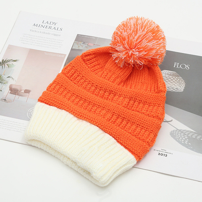 Sonbahar Kış Şapkası Eşleşen Dikiş Başlık Skully Modası Sıcak Pompom Pürü Pom Pom Pom Kadınlar İçin Çift Renkli Moda Başlık