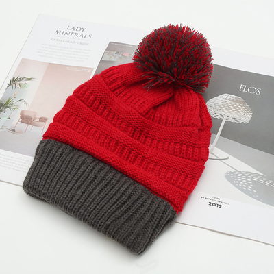 Sonbahar Kış Şapkası Eşleşen Dikiş Başlık Skully Modası Sıcak Pompom Pürü Pom Pom Pom Kadınlar İçin Çift Renkli Moda Başlık