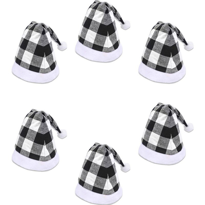 Yetişkinler Kış Plaid Noel Şapkası Özel Dekoratif Sıcak Skullies Şapkalar örgü şapka