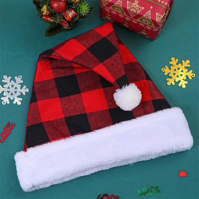 Yetişkinler Kış Plaid Noel Şapkası Özel Dekoratif Sıcak Skullies Şapkalar örgü şapka