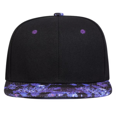 Yüksek Kaliteli Yıldızlı Gökyüzü Yazdırma Snapback Şapka Özel Logo Tasarımı Flat Bill Şapkalar 6 Panel Snapback Şapka