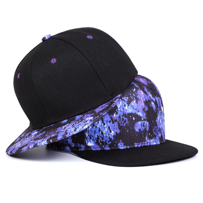 Yüksek Kaliteli Yıldızlı Gökyüzü Yazdırma Snapback Şapka Özel Logo Tasarımı Flat Bill Şapkalar 6 Panel Snapback Şapka