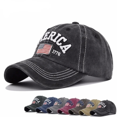 Başlık Üretici Toptan Satış 6 Panel Beyzbol Başlıkları Özel 3d Amerikan nakış Logo Yıkanmış Pamuk Baba Şapkaları