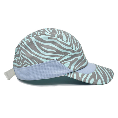 Açık hava ayarlanabilir beyzbol spor şapkası hafif yansıtıcı hızlı kurutma 5 panel spor şapkaları kemerli arka