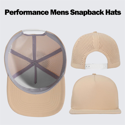 Hızlı Kuru Lazer Golf Performansı Snapback Şapka Perforasyonlu Düz Kenar Şapka