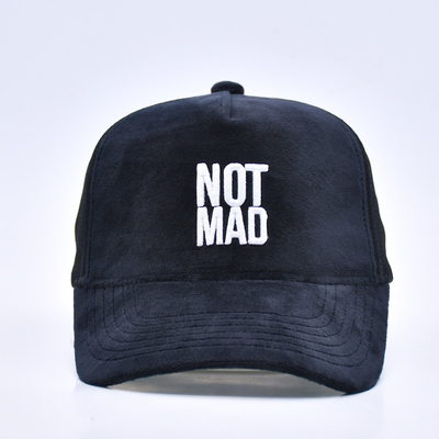 Yüksek profilli nakışlı süet kamyon şapkası Özel Logo 5 Panel Mesh Kamyon şapkası