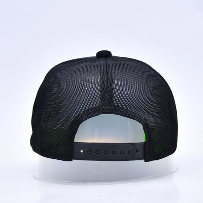 Yüksek profilli nakışlı süet kamyon şapkası Özel Logo 5 Panel Mesh Kamyon şapkası
