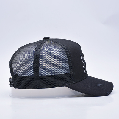 Özelleştirilebilir Kavisli Siyah Çabuk Çıkışlı Kamyon Şapkası Toptan 5 Panel 3D nakışlı Kamyon Şapkası