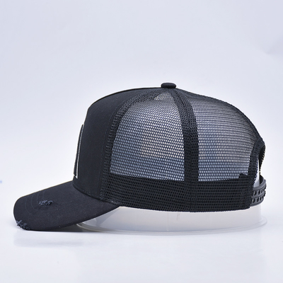 Özelleştirilebilir Kavisli Siyah Çabuk Çıkışlı Kamyon Şapkası Toptan 5 Panel 3D nakışlı Kamyon Şapkası