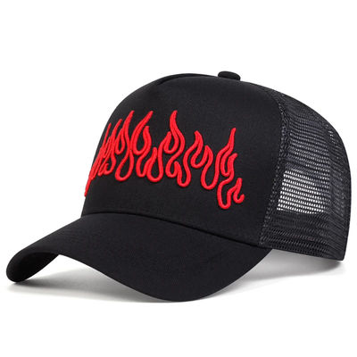 Flame Street Stili Düzenlenebilir Hip Hop Şapkası Nakışlı Snapback Eğimli Kenar Trucker Mesh Spor Şapkası