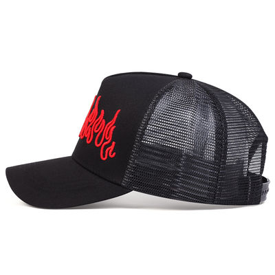 Flame Street Stili Düzenlenebilir Hip Hop Şapkası Nakışlı Snapback Eğimli Kenar Trucker Mesh Spor Şapkası