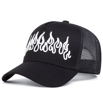 Flame Street Stili Düzenlenebilir Hip Hop Şapkası Nakışlı Snapback Eğimli Kenar Trucker Mesh Spor Şapkası