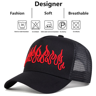 Flame Street Stili Düzenlenebilir Hip Hop Şapkası Nakışlı Snapback Eğimli Kenar Trucker Mesh Spor Şapkası