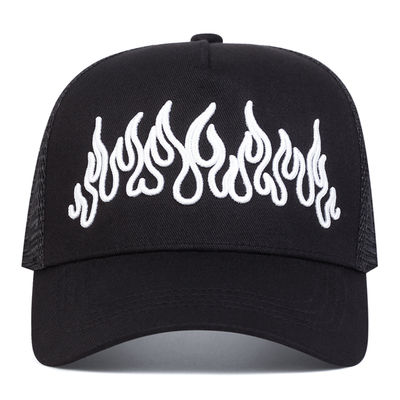Flame Street Stili Düzenlenebilir Hip Hop Şapkası Nakışlı Snapback Eğimli Kenar Trucker Mesh Spor Şapkası