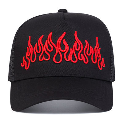 Flame Street Stili Düzenlenebilir Hip Hop Şapkası Nakışlı Snapback Eğimli Kenar Trucker Mesh Spor Şapkası